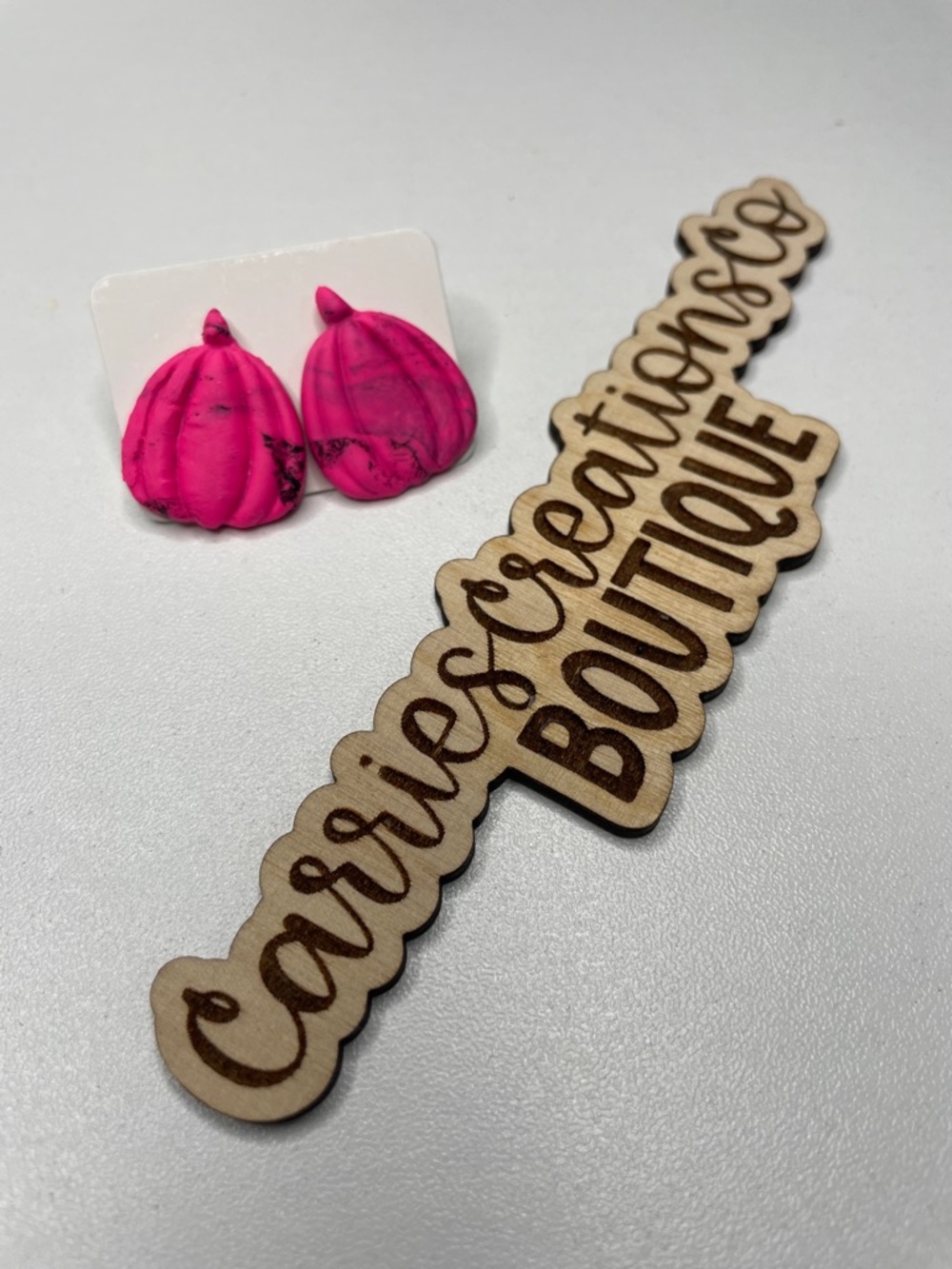 Hot Pink Pumpkin Stud Earrings